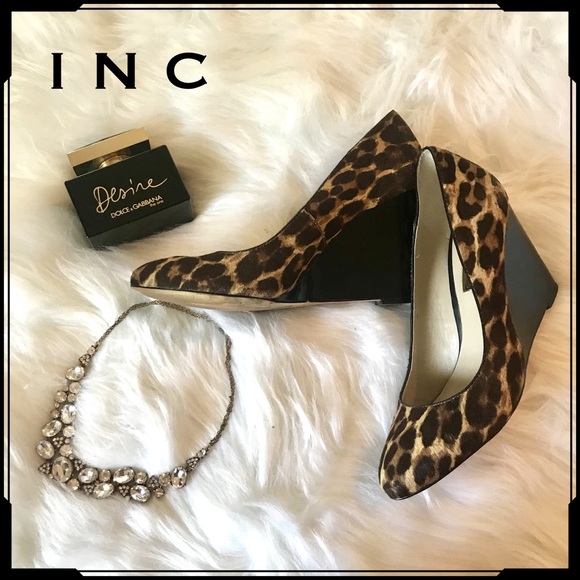 INC International Concepts Shoes - INC leopard print pony hair wedges size 6-1/2